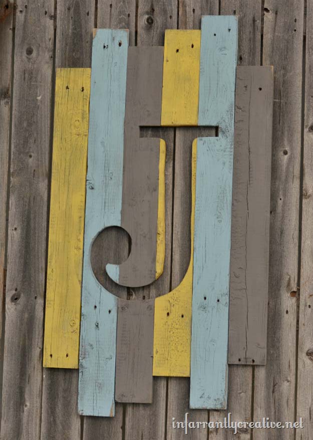 DIY Monogram Projects and Crafts Ideas -Weathered Wood Monogram- Letters, Wall Art, Mason Jar Ideas, Printables, Stickers, Embroidery Tutorials, Home and Room Decor, Pillows, Shirts and Fashion Tutorials - Fun and Cool Ideas for Teens, Tweens and Adults Make Great DIY Gifts 