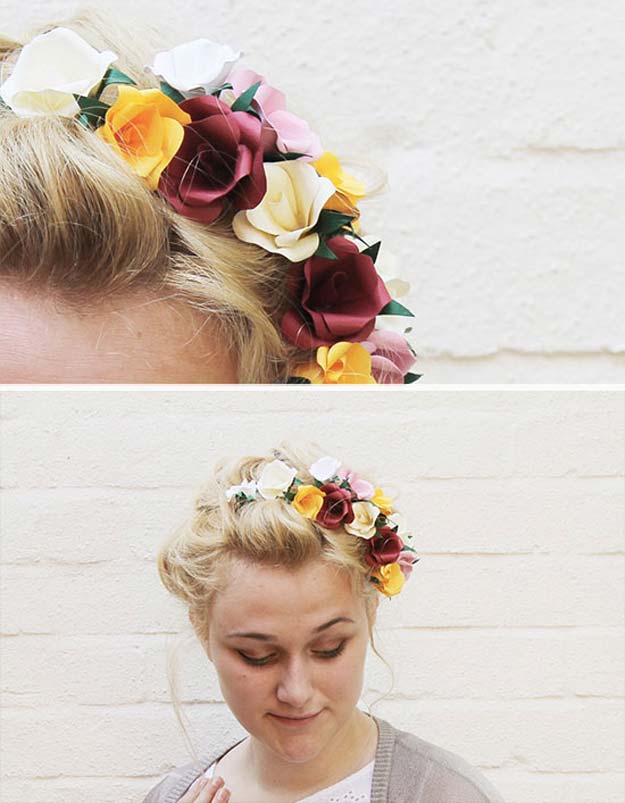 38 Creative DIY Hair Accessories - Paper Flower Hair Accessory - Create Pretty Hairstyles for Women, Teens and Girls with These Easy Tutorials - Vintage and Boho Looks for Prom and Wedding - Step by Step Instructions for Cool Headbands, Barettes, Pony Tail Holders, Hair Clips, Bobby Pins and Bows 