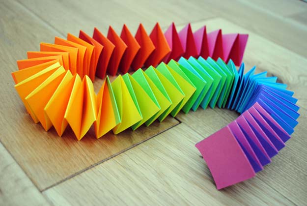 Best DIY Rainbow Crafts Ideas - Folded Paper Garland - Fun DIY Projects With Rainbows Make Cool Room and Wall Decor, Party and Gift Ideas, Clothes, Jewelry and Hair Accessories - Awesome Ideas and Step by Step Tutorials for Teens and Adults, Girls and Tweens 