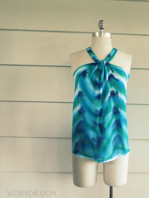 DIY Tie Dye Projects and Crafts - Chevron Tie-Dye Halter - Cool Tie Dye Ideas for Shirts, Socks, Paint, Sheets, Sharpie, Food and Recipes, Bags, Tshirt and Shoes - Fun Projects and Gifts for Adults, Teens and Teenagers 