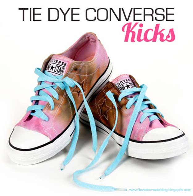 DIY Tie Dye Projects and Crafts - Tie Dye Converse Shoes - Cool Tie Dye Ideas for Shirts, Socks, Paint, Sheets, Sharpie, Food and Recipes, Bags, Tshirt and Shoes - Fun Projects and Gifts for Adults, Teens and Teenagers 