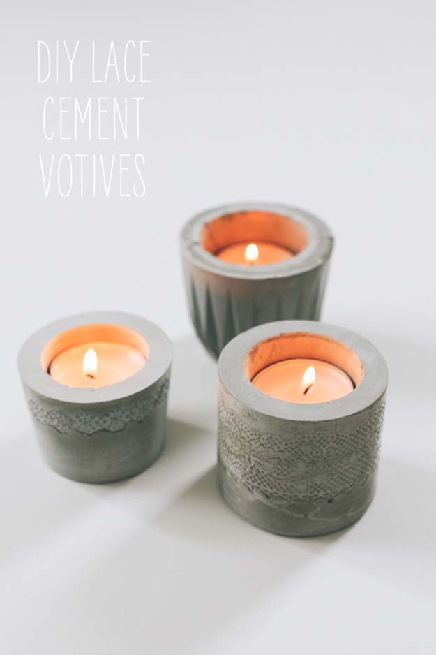 DIY Gifts for Teens - Laced Cement Votive - Cool Ideas for Girls and Boys, Friends and Gift Ideas for Teenagers. Creative Room Decor, Fun Wall Art and Awesome Crafts You Can Make for Presents #teengifts #teencrafts