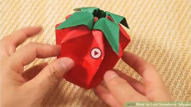Best Origami Tutorials - Strawberry Origami - Easy DIY Origami Tutorial Projects for With Instructions for Flowers, Dog, Gift Box, Star, Owl, Buttlerfly, Heart and Bookmark, Animals - Fun Paper Crafts for Teens, Kids and Adults #origami #crafts