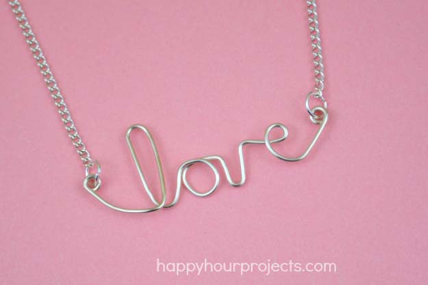 Best DIY Ideas from Tumblr - DIY Easy Wire LOVE Necklace - Crafts and DIY Projects Inspired by Tumblr are Perfect Room Decor for Teens and Adults - Fun Crafts and Easy DIY Gifts, Clothes and Bedroom Project Tutorials for Teenagers and Tweens 