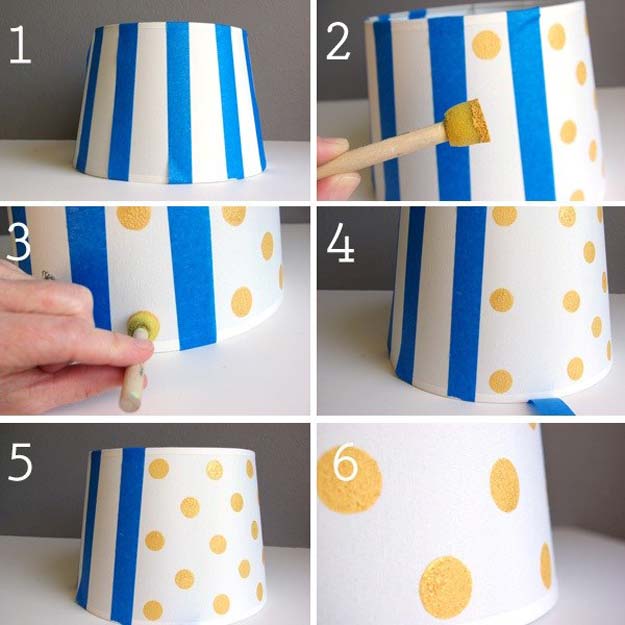 DIY Polka Dot Crafts and Projects - DIY Polka Dot Lamp Shade - Cool Clothes, Room and Home Decor, Wall Art, Mason Jars and Party Ideas, Canvas, Fabric and Paint Project Tutorials - Fun Craft Ideas for Teens, Kids and Adults Make Awesome DIY Gifts