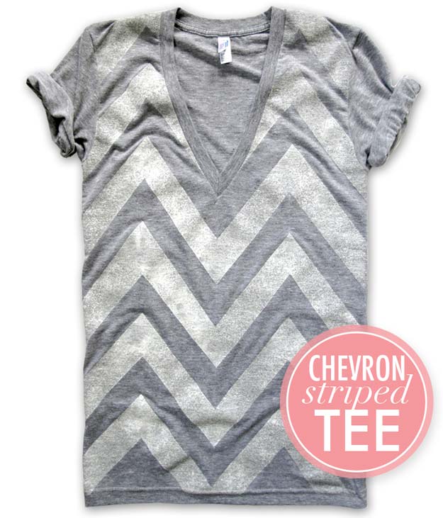 Best DIY Chevron Projects - DIY Cheveron V Neck T-shirt - DIY Wall Art, Home and Room Decor, Canvas Crafts With Chevrons, Furniture and Chairs, Decorations With Paint Ideas Using Chevron Patterns for Bedroom, Bathroom and Teens Rooms. Learn How To Tape Chevron Art With Easy To Follow Step by Step Tutorials 