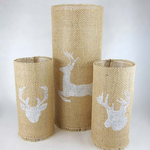 Fun Dollar Store Crafts for Teens - DIY Stenciled Burlap Candleholders - Cheap and Easy DIY Ideas for Teenagers to Make for Dollar Stores - Inexpensive Gifts and Room Decor for Tweens, Boys and Girls - Awesome Step by Step Tutorials with Instructions for Cool DIY Projects 