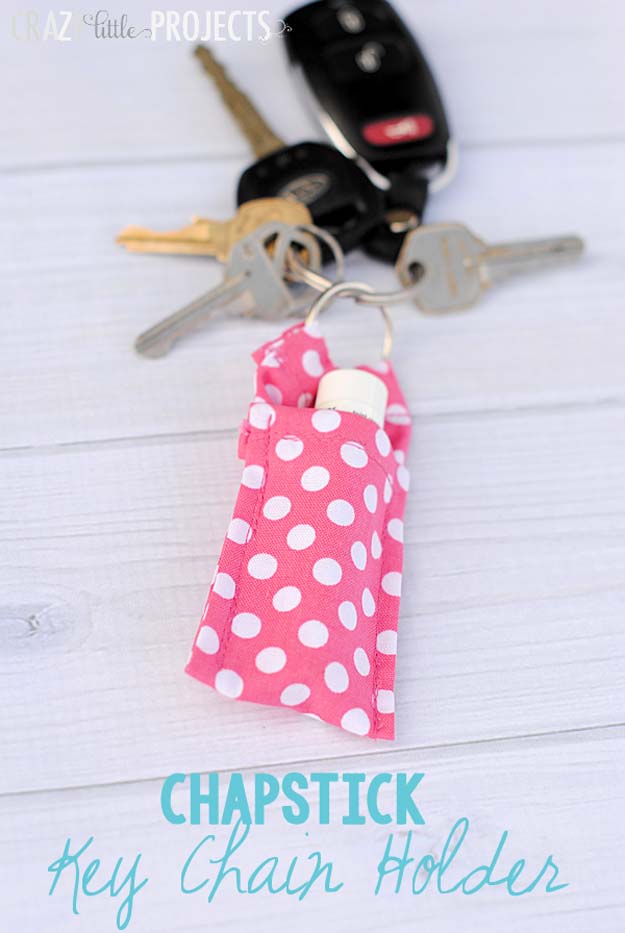 DIY Polka Dot Crafts and Projects - DIY Polka Dot Chapstick Key chain Holder - Cool Clothes, Room and Home Decor, Wall Art, Mason Jars and Party Ideas, Canvas, Fabric and Paint Project Tutorials - Fun Craft Ideas for Teens, Kids and Adults Make Awesome DIY Gifts