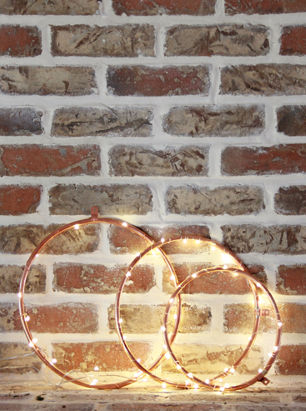 DIY Lighting Ideas for Teen and Kids Rooms -DIY Copper Lighted Wreaths - Fun DIY Lights like Lamps, Pendants, Chandeliers and Hanging Fixtures for the Bedroom plus cool ideas With String Lights. Perfect for Girls and Boys Rooms, Teenagers and Dorm Room Decor 