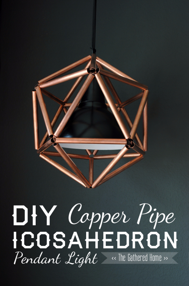 DIY Lighting Ideas for Teen and Kids Rooms - DIY Copper Pipe Icosahedron Pendant Light - Fun DIY Lights like Lamps, Pendants, Chandeliers and Hanging Fixtures for the Bedroom plus cool ideas With String Lights. Perfect for Girls and Boys Rooms, Teenagers and Dorm Room Decor 
