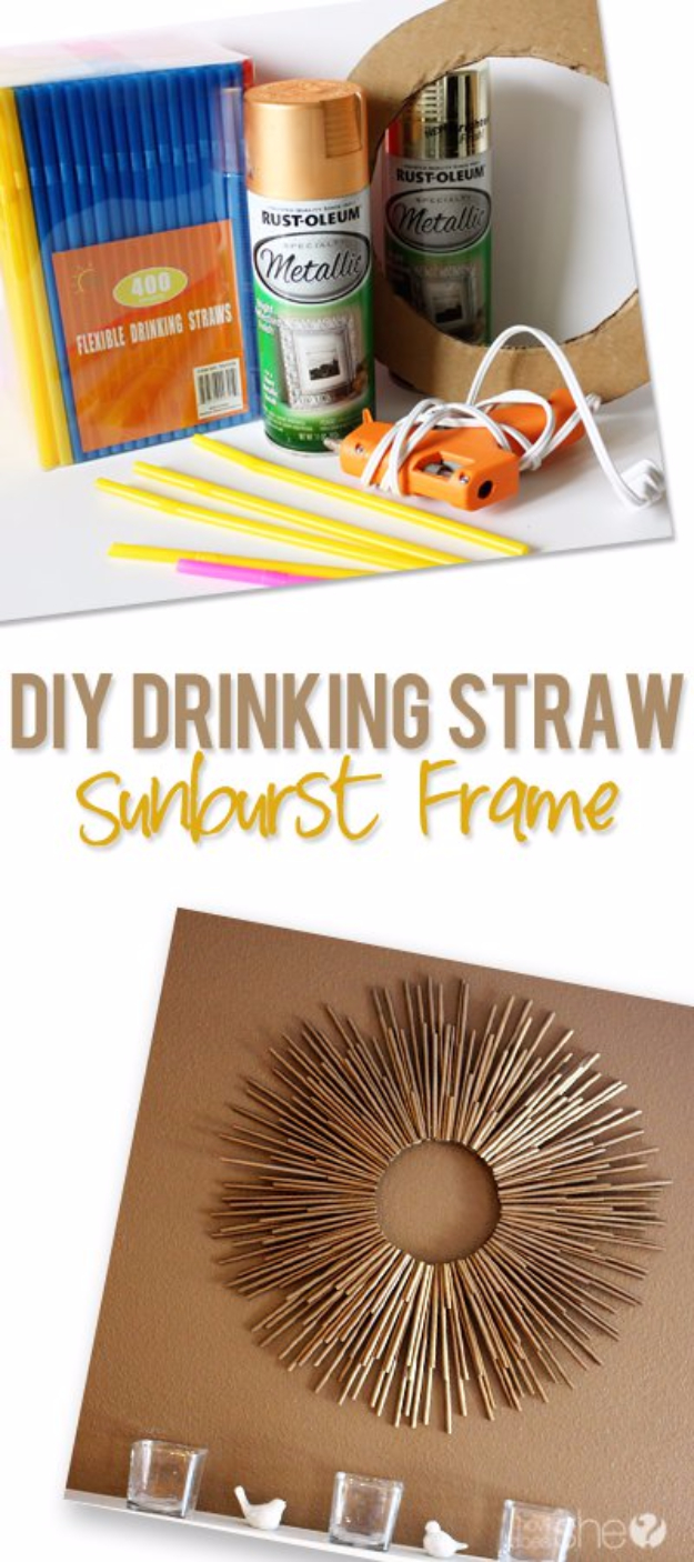 DIY Teen Room Decor Ideas for Girls | DIY Drinking Straw Sunburst Frame | Cool Bedroom Decor, Wall Art & Signs, Crafts, Bedding, Fun Do It Yourself Projects and Room Ideas for Small Spaces #teencrafts #roomdecor #teens #diy