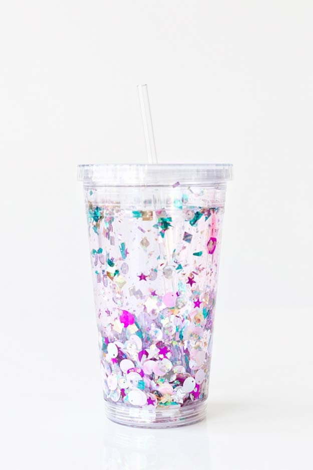 Fun Dollar Store Crafts for Teens - DIY Floating Glitter Tumbler - Cheap and Easy DIY Ideas for Teenagers to Make for Dollar Stores - Inexpensive Gifts and Room Decor for Tweens, Boys and Girls - Awesome Step by Step Tutorials with Instructions for Cool DIY Projects 