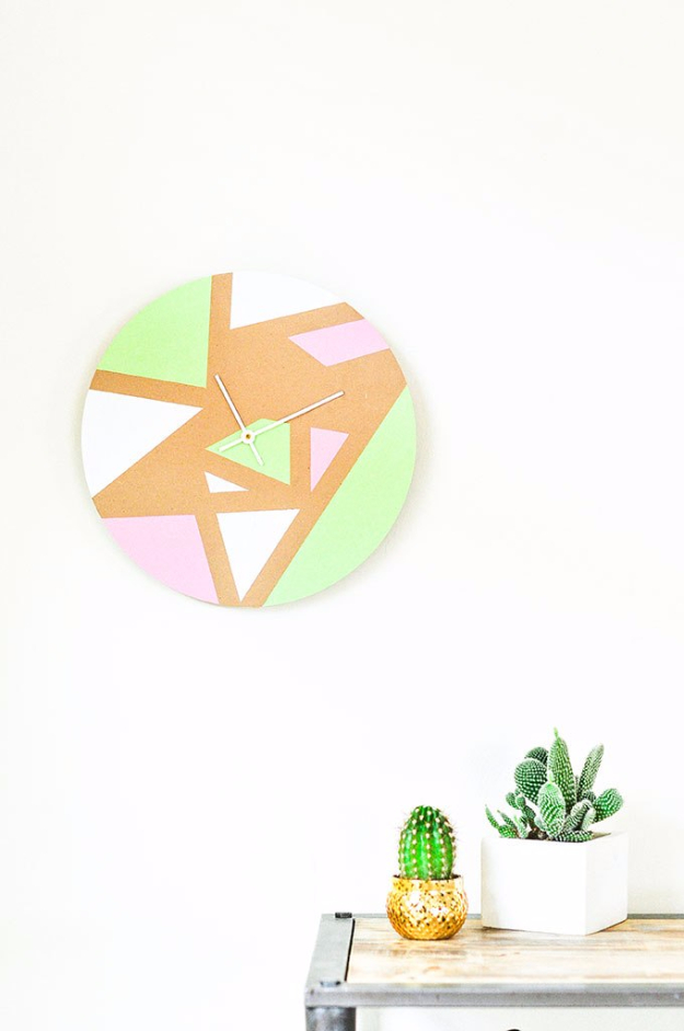 DIY Teen Room Decor Ideas for Girls | DIY Geometric Wall Clock | Cool Bedroom Decor, Wall Art & Signs, Crafts, Bedding, Fun Do It Yourself Projects and Room Ideas for Small Spaces #teencrafts #roomdecor #teens #diy