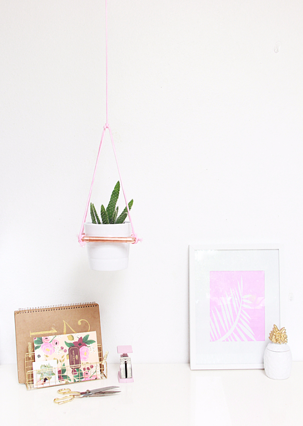 DIY Teen Room Decor Ideas for Girls | DIY Hanging Copper Planter | Cool Bedroom Decor, Wall Art & Signs, Crafts, Bedding, Fun Do It Yourself Projects and Room Ideas for Small Spaces 
