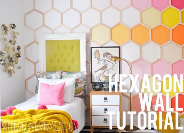 DIY Teen Room Decor Ideas for Girls | DIY Honeycomb Hexagon Wall Treatment | Cool Bedroom Decor, Wall Art & Signs, Crafts, Bedding, Fun Do It Yourself Projects and Room Ideas for Small Spaces #teencrafts #roomdecor #teens #diy