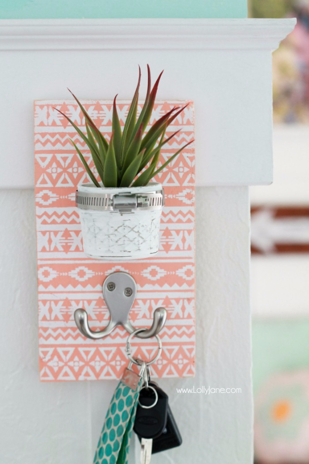 DIY Teen Room Decor Ideas for Girls | DIY Stenciled Succulent Key Hook | Cool Bedroom Decor, Wall Art & Signs, Crafts, Bedding, Fun Do It Yourself Projects and Room Ideas for Small Spaces #teencrafts #roomdecor #teens #diy