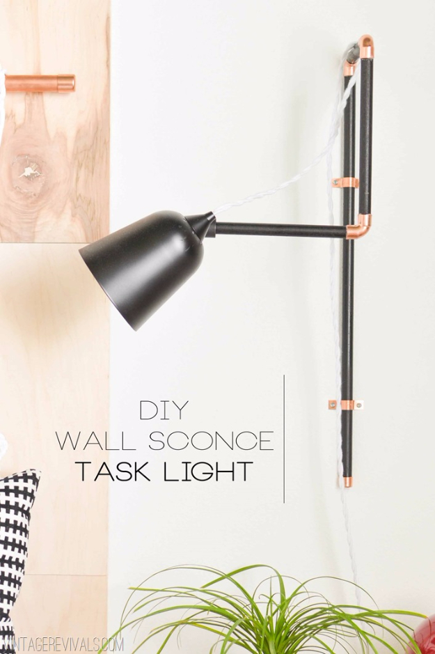 DIY Lighting Ideas for Teen and Kids Rooms - DIY Wall Sconce Task Lights - Fun DIY Lights like Lamps, Pendants, Chandeliers and Hanging Fixtures for the Bedroom plus cool ideas With String Lights. Perfect for Girls and Boys Rooms, Teenagers and Dorm Room Decor 