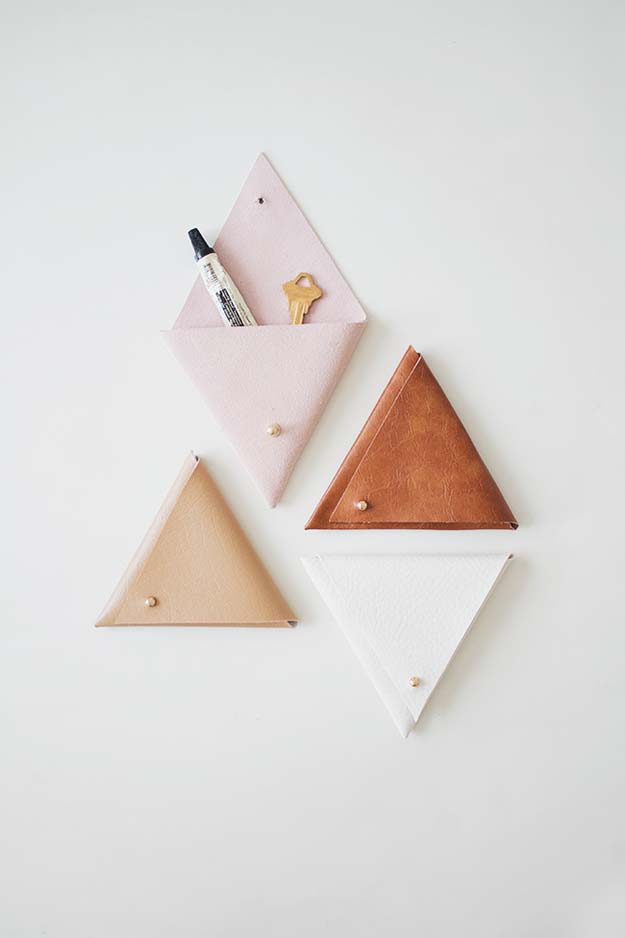 Fun Dollar Store Crafts for Teens - DIY Triangle Leather Pouch - Cheap and Easy DIY Ideas for Teenagers to Make for Dollar Stores - Inexpensive Gifts and Room Decor for Tweens, Boys and Girls - Awesome Step by Step Tutorials with Instructions for Cool DIY Projects 