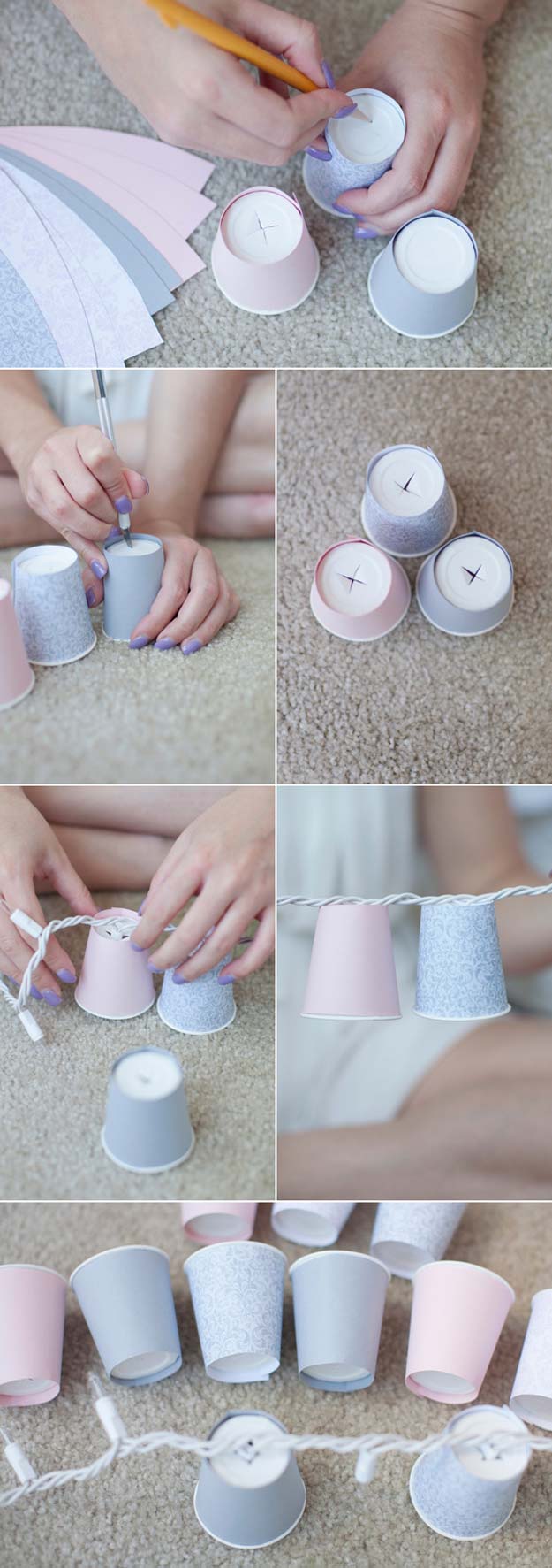 DIY Dorm Room Decor Ideas - Dixie Cup Garland - Cheap DIY Dorm Decor Projects for College Rooms - Cool Crafts, Wall Art, Easy Organization for Girls - Fun DYI Tutorials for Teens and College Students #diyideas #roomdecor #diy #collegelife #teencrafts