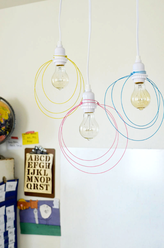 DIY Lighting Ideas for Teen and Kids Rooms - Halo Light Pendant DIY- Fun DIY Lights like Lamps, Pendants, Chandeliers and Hanging Fixtures for the Bedroom plus cool ideas With String Lights. Perfect for Girls and Boys Rooms, Teenagers and Dorm Room Decor 