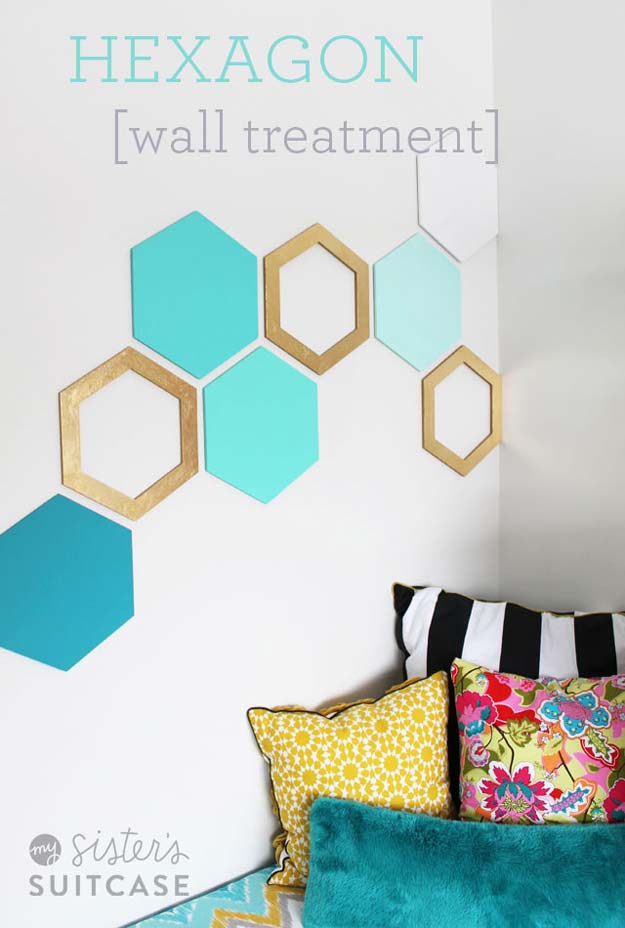 DIY Dorm Room Decor Ideas - Hexagon Wall - Cheap DIY Dorm Decor Projects for College Rooms - Cool Crafts, Wall Art, Easy Organization for Girls - Fun DYI Tutorials for Teens and College Students #diyideas #roomdecor #diy #collegelife #teencrafts