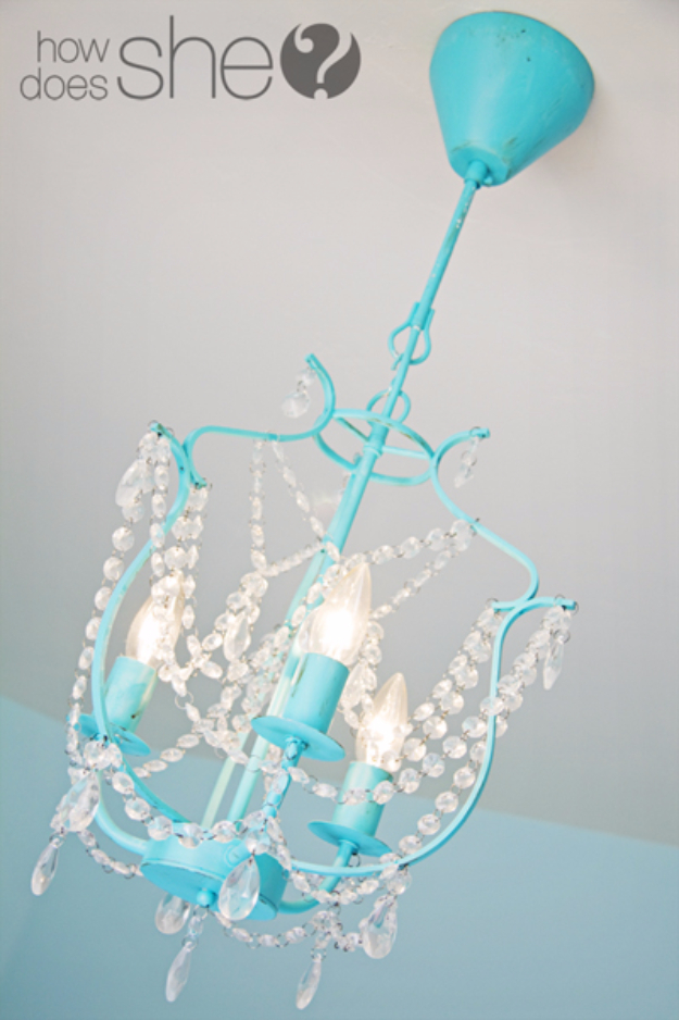 DIY Lighting Ideas for Teen and Kids Rooms - IKEA Hack Chandelier - Fun DIY Lights like Lamps, Pendants, Chandeliers and Hanging Fixtures for the Bedroom plus cool ideas With String Lights. Perfect for Girls and Boys Rooms, Teenagers and Dorm Room Decor 