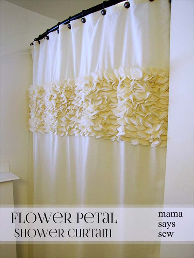 DIY Bathroom Decor Ideas for Teens - Flower Petal Shower Curtain - Best Creative, Cool Bath Decorations and Accessories for Teenagers - Easy, Cheap, Cute and Quick Craft Projects That Are Fun To Make. Easy to Follow Step by Step Tutorials 