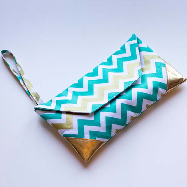 Best DIY Chevron Projects - DIY Katy’s Chevron Clutch - DIY Wall Art, Home and Room Decor, Canvas Crafts With Chevrons, Furniture and Chairs, Decorations With Paint Ideas Using Chevron Patterns for Bedroom, Bathroom and Teens Rooms. Learn How To Tape Chevron Art With Easy To Follow Step by Step Tutorials 
