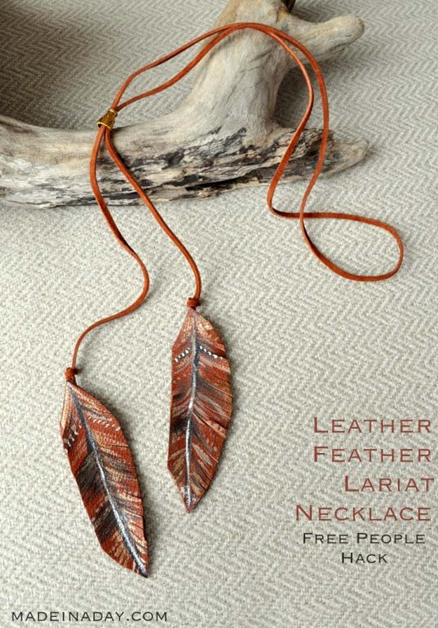 Best DIY Ideas from Tumblr - DIY Leather Feather Lariat Necklace - Crafts and DIY Projects Inspired by Tumblr are Perfect Room Decor for Teens and Adults - Fun Crafts and Easy DIY Gifts, Clothes and Bedroom Project Tutorials for Teenagers and Tweens 
