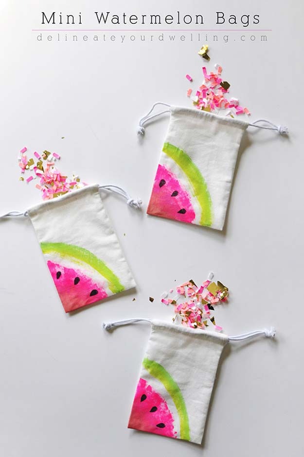 Fun Dollar Store Crafts for Teens - DIY Mini Watermelon Bags - Cheap and Easy DIY Ideas for Teenagers to Make for Dollar Stores - Inexpensive Gifts and Room Decor for Tweens, Boys and Girls - Awesome Step by Step Tutorials with Instructions for Cool DIY Projects 