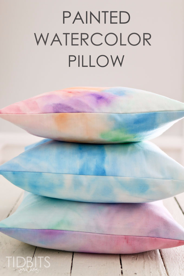 DIY Teen Room Decor Ideas for Girls | Painted Watercolor Pillow | Cool Bedroom Decor, Wall Art & Signs, Crafts, Bedding, Fun Do It Yourself Projects and Room Ideas for Small Spaces #teencrafts #roomdecor #teens #diy