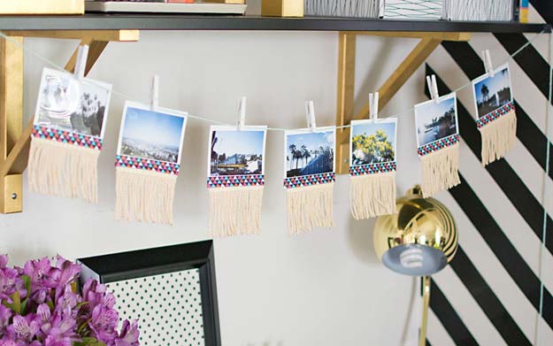 DIY Dorm Room Decor Ideas - Fringe Photo Garland - Cheap DIY Dorm Decor Projects for College Rooms - Cool Crafts, Wall Art, Easy Organization for Girls - Fun DYI Tutorials for Teens and College Students #diyideas #roomdecor #diy #collegelife #teencrafts