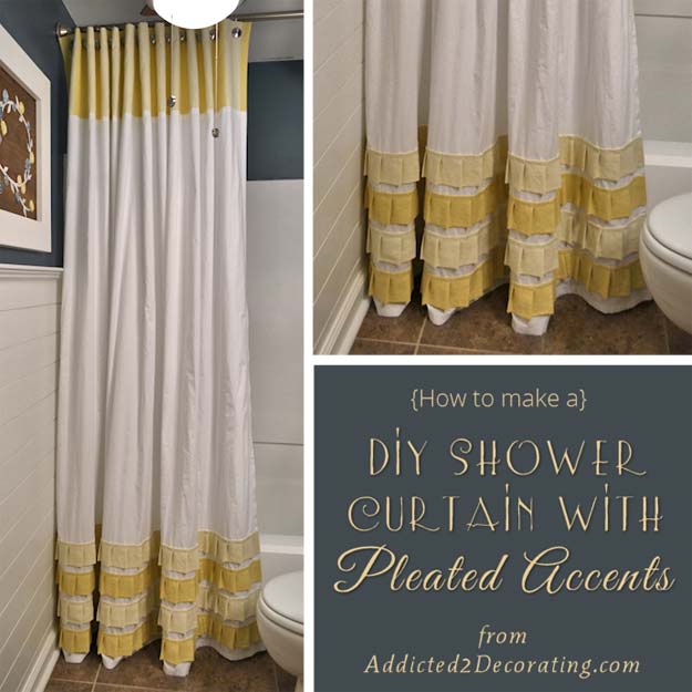 DIY Bathroom Decor Ideas for Teens - Long Shower Curtain With Pleated Ruffle Accents - Best Creative, Cool Bath Decorations and Accessories for Teenagers - Easy, Cheap, Cute and Quick Craft Projects That Are Fun To Make. Easy to Follow Step by Step Tutorials 