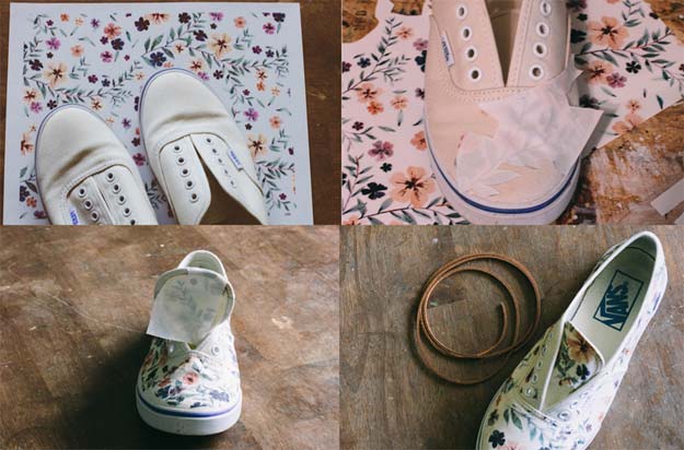 Fun Dollar Store Crafts for Teens - DIY Iron-on Floral Patterned Shoes - Cheap and Easy DIY Ideas for Teenagers to Make for Dollar Stores - Inexpensive Gifts and Room Decor for Tweens, Boys and Girls - Awesome Step by Step Tutorials with Instructions for Cool DIY Projects 