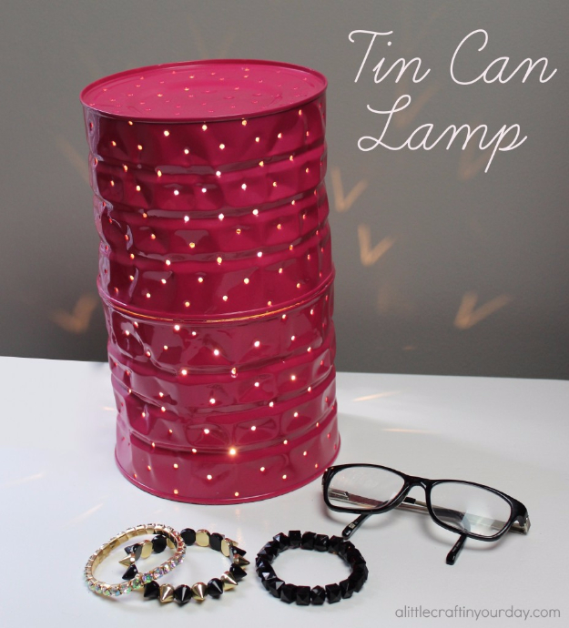 DIY Lighting Ideas for Teen and Kids Rooms - Tin Can Lamp - Fun DIY Lights like Lamps, Pendants, Chandeliers and Hanging Fixtures for the Bedroom plus cool ideas With String Lights. Perfect for Girls and Boys Rooms, Teenagers and Dorm Room Decor 