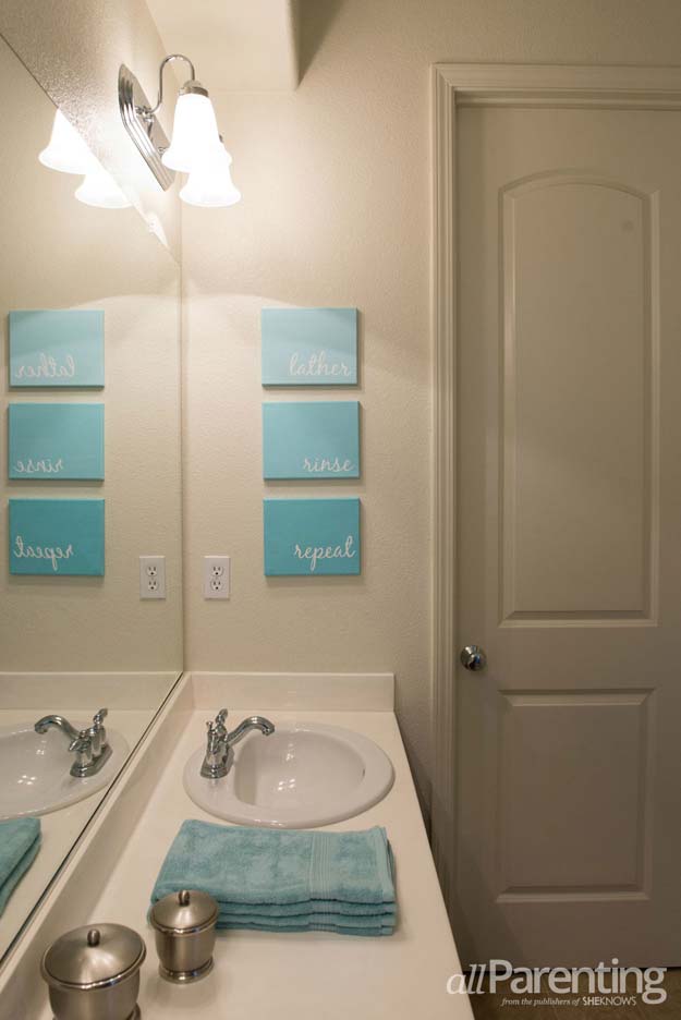 DIY Bathroom Decor Ideas for Teens - Bathroom Canvas Art - Best Creative, Cool Bath Decorations and Accessories for Teenagers - Easy, Cheap, Cute and Quick Craft Projects That Are Fun To Make. Easy to Follow Step by Step Tutorials 