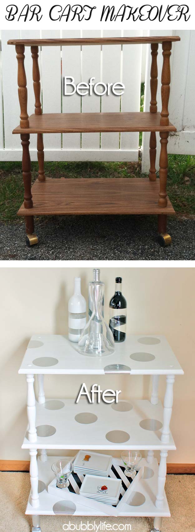 DIY Polka Dot Crafts and Projects - DIY Polka Dotted Bar Cart - Cool Clothes, Room and Home Decor, Wall Art, Mason Jars and Party Ideas, Canvas, Fabric and Paint Project Tutorials - Fun Craft Ideas for Teens, Kids and Adults Make Awesome DIY Gifts