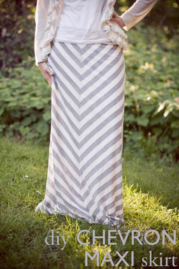 Best DIY Chevron Projects - DIY Chevron Maxi Skirt - DIY Wall Art, Home and Room Decor, Canvas Crafts With Chevrons, Furniture and Chairs, Decorations With Paint Ideas Using Chevron Patterns for Bedroom, Bathroom and Teens Rooms. Learn How To Tape Chevron Art With Easy To Follow Step by Step Tutorials 