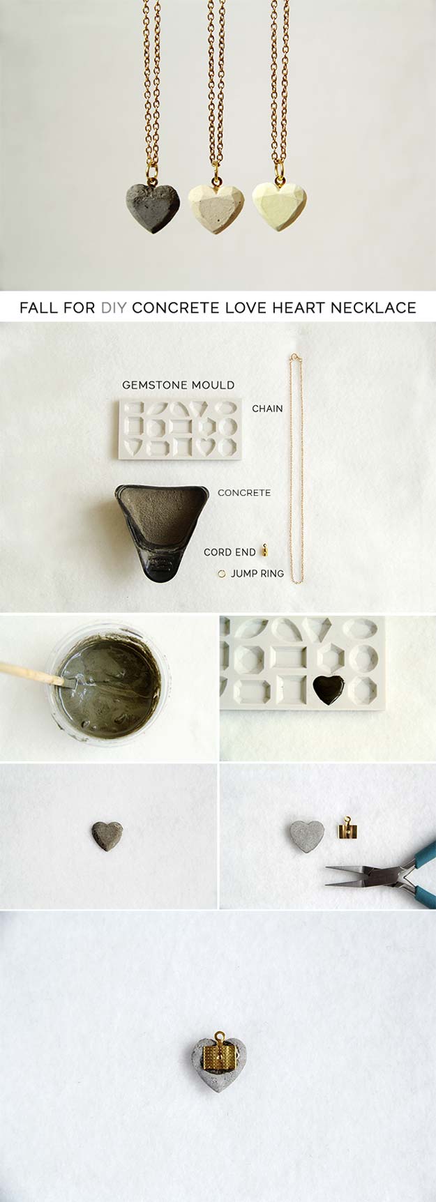 Best DIY Ideas from Tumblr - DIY Concrete Love Heart Necklace - Crafts and DIY Projects Inspired by Tumblr are Perfect Room Decor for Teens and Adults - Fun Crafts and Easy DIY Gifts, Clothes and Bedroom Project Tutorials for Teenagers and Tweens 