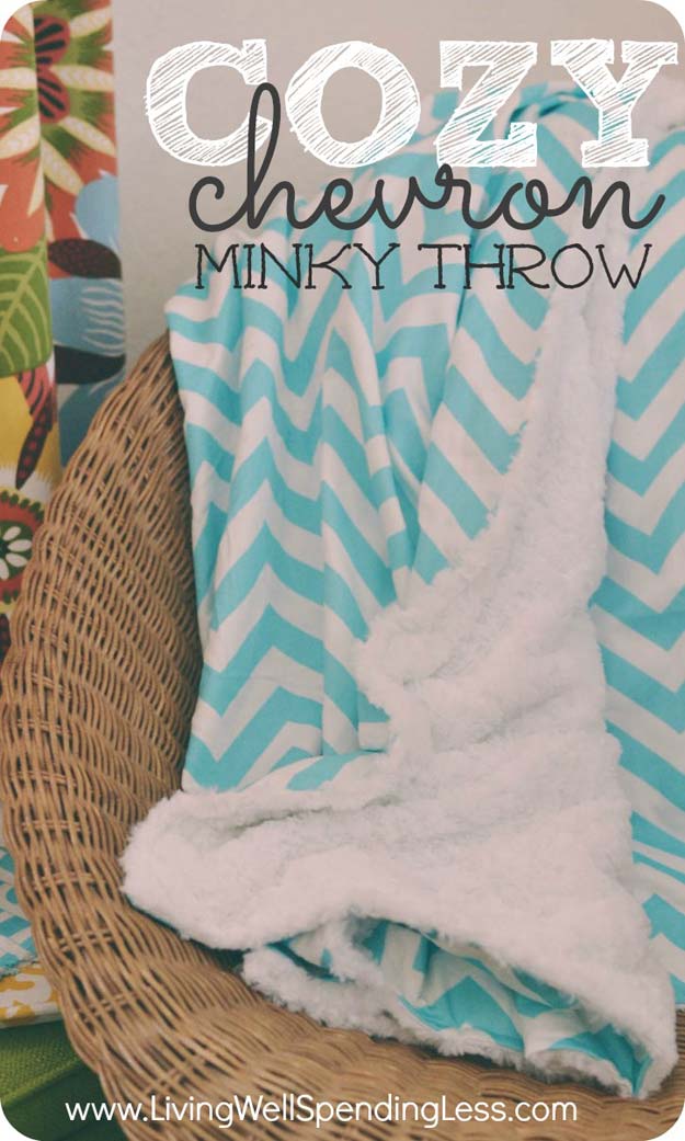 Best DIY Chevron Projects - DIY Cozy Chevron Minky Throw - DIY Wall Art, Home and Room Decor, Canvas Crafts With Chevrons, Furniture and Chairs, Decorations With Paint Ideas Using Chevron Patterns for Bedroom, Bathroom and Teens Rooms. Learn How To Tape Chevron Art With Easy To Follow Step by Step Tutorials 
