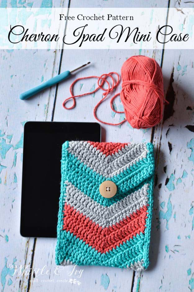 Best DIY Chevron Projects - DIY Crochet Chevron iPad Mini Case - DIY Wall Art, Home and Room Decor, Canvas Crafts With Chevrons, Furniture and Chairs, Decorations With Paint Ideas Using Chevron Patterns for Bedroom, Bathroom and Teens Rooms. Learn How To Tape Chevron Art With Easy To Follow Step by Step Tutorials 