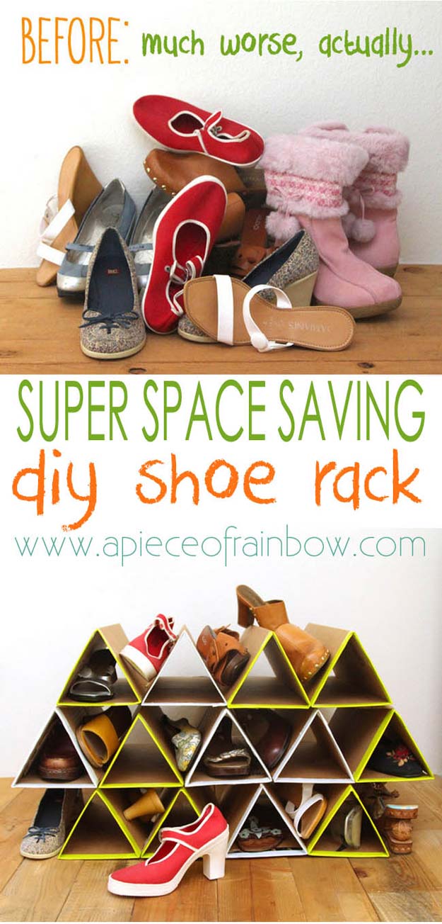 DIY Dorm Room Decor Ideas - Space Saving Shoe Rack - Cheap DIY Dorm Decor Projects for College Rooms - Cool Crafts, Wall Art, Easy Organization for Girls - Fun DYI Tutorials for Teens and College Students #diyideas #roomdecor #diy #collegelife #teencrafts