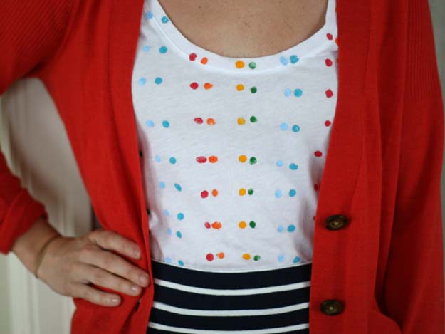 DIY Polka Dot Crafts and Projects - DIY Polka Dot Pencil Eraser Shirt - Cool Clothes, Room and Home Decor, Wall Art, Mason Jars and Party Ideas, Canvas, Fabric and Paint Project Tutorials - Fun Craft Ideas for Teens, Kids and Adults Make Awesome DIY Gifts