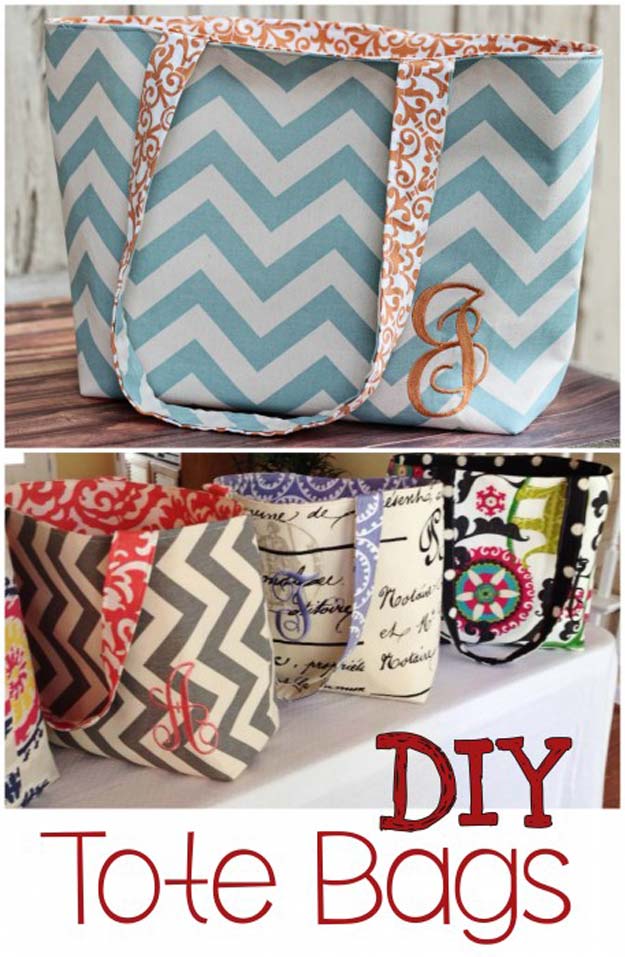 Best DIY Chevron Projects - DIY Monogram Tote Bag Pattern - DIY Wall Art, Home and Room Decor, Canvas Crafts With Chevrons, Furniture and Chairs, Decorations With Paint Ideas Using Chevron Patterns for Bedroom, Bathroom and Teens Rooms. Learn How To Tape Chevron Art With Easy To Follow Step by Step Tutorials 