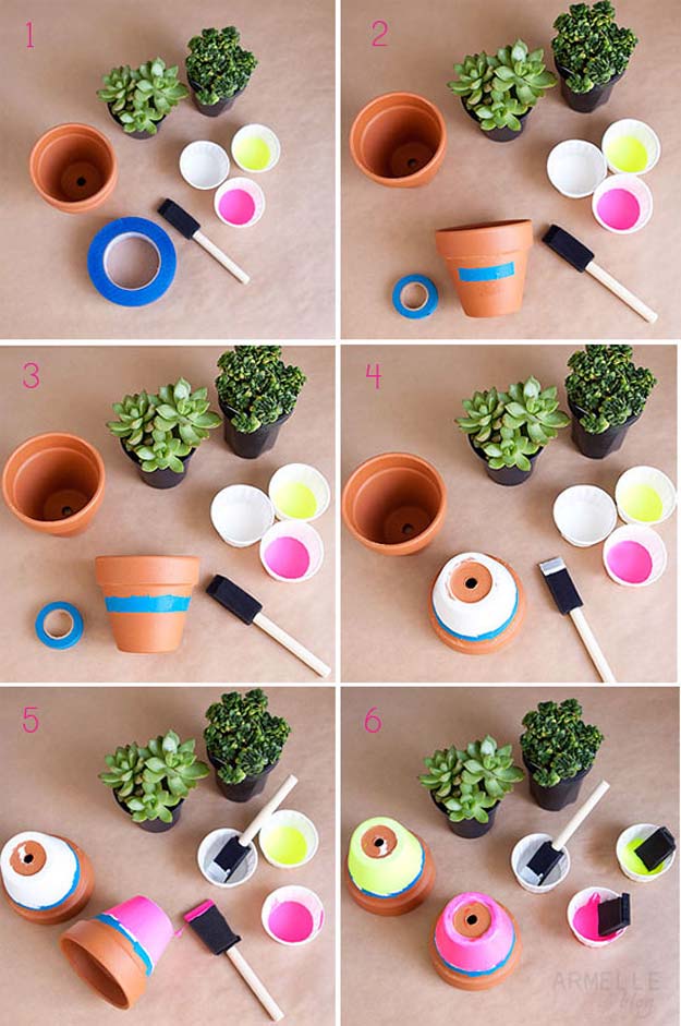 DIY Dorm Room Decor Ideas - Neon Dipped Succulent Pots - Cheap DIY Dorm Decor Projects for College Rooms - Cool Crafts, Wall Art, Easy Organization for Girls - Fun DYI Tutorials for Teens and College Students #diyideas #roomdecor #diy #collegelife #teencrafts