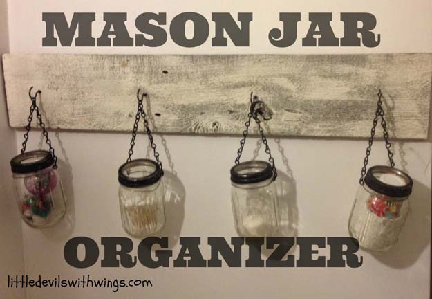 DIY Bathroom Decor Ideas for Teens - Mason Jar Organizer - Best Creative, Cool Bath Decorations and Accessories for Teenagers - Easy, Cheap, Cute and Quick Craft Projects That Are Fun To Make. Easy to Follow Step by Step Tutorials 