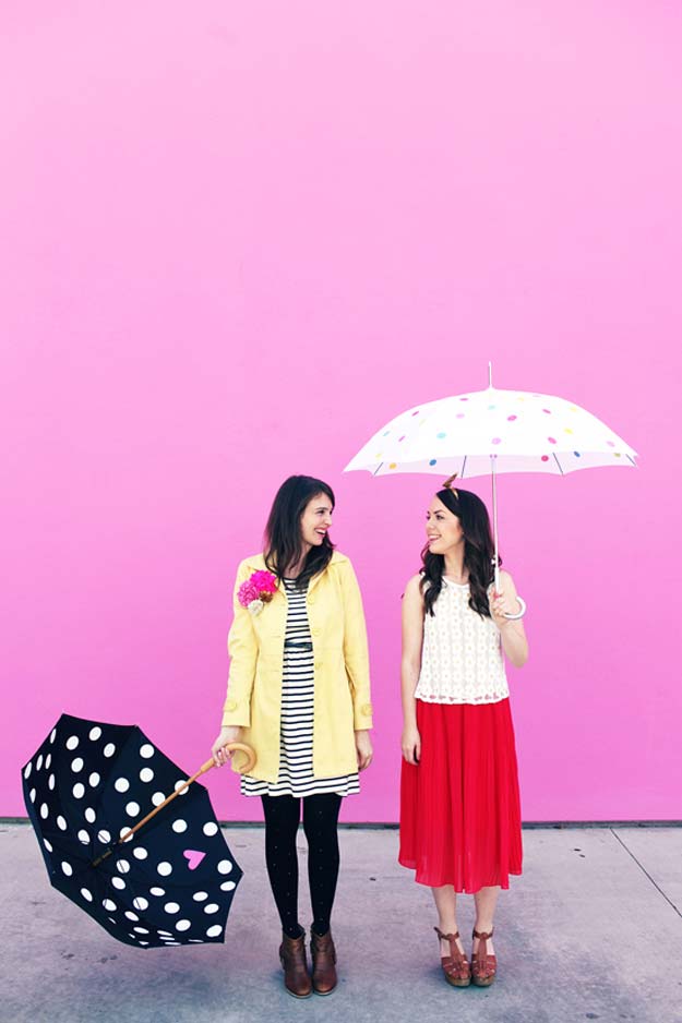 DIY Polka Dot Crafts and Projects - DIY Polka Dot Umbrellas - Cool Clothes, Room and Home Decor, Wall Art, Mason Jars and Party Ideas, Canvas, Fabric and Paint Project Tutorials - Fun Craft Ideas for Teens, Kids and Adults Make Awesome DIY Gifts