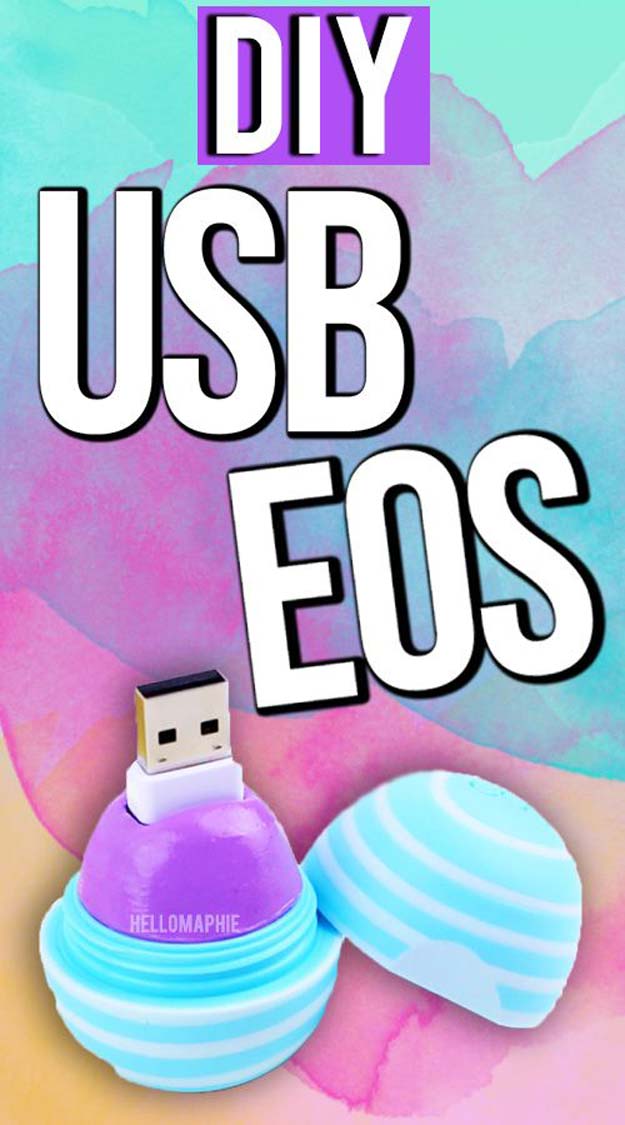 Best DIY EOS Projects - DIY USB EOS - Turn Old EOS Containers Into Cool Crafts Ideas Like Lip Balm, Galaxy, Gumball Machine, and Watermelon - Fun, Cheap and Easy DIY Projects Tutorials and Videos for Teens, Tweens, Kids and Adults s