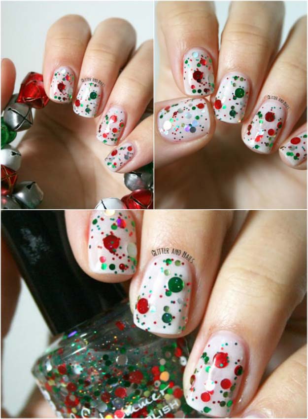Cool DIY Nail Art Designs and Patterns for Christmas and Holidays - DIY Red and Green Glitter - Do It Yourself Manicure Ideas With Christmas Trees, Candy Canes, Snowflakes and Glittery Designs for Holiday Nails - Step by Step Tutorials and Instructions #nailart #christmasnails #naildesigns