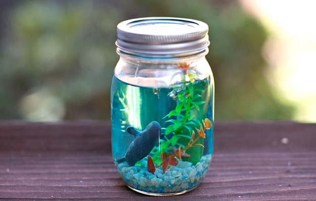 Cute DIY Mason Jar Gift Ideas for Teens - DIY Mason Jar Aquarium - Best Christmas Presents, Birthday Gifts and Cool Room Decor Ideas for Girls and Boy Teenagers - Fun Crafts and DIY Projects for Snow Globes, Dollar Store Crafts and Valentines for Kids